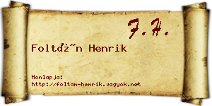 Foltán Henrik névjegykártya